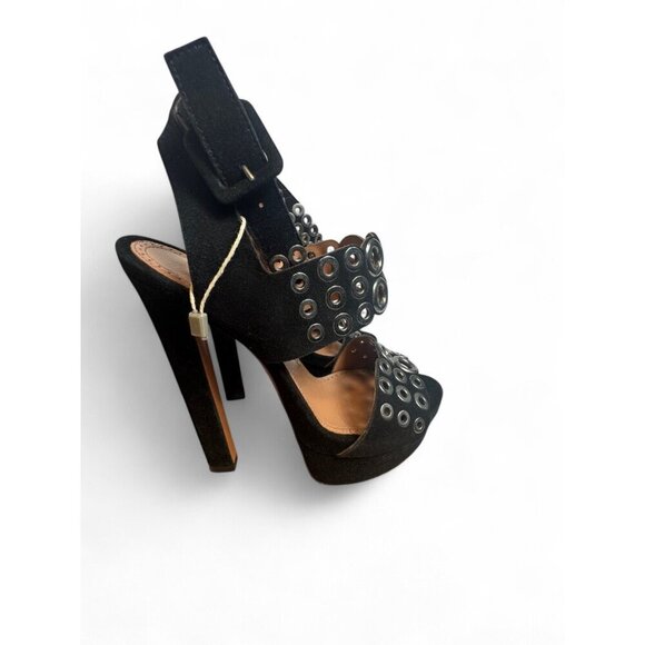 ALAÏA Paris Black Suede Grommet Platform Shoes / Sandals– Size 38.5 / US 8.5 NIB - Picture 4 of 9